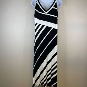 Vintage Asymmetrical Print Maxi Dress XLarge Neutral Modern Chic Vacation Travel